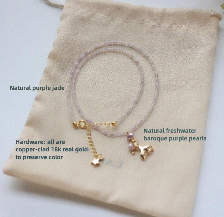 New Original Natural Stone Amethyst Beaded Necklace - Choker and Neck Chain