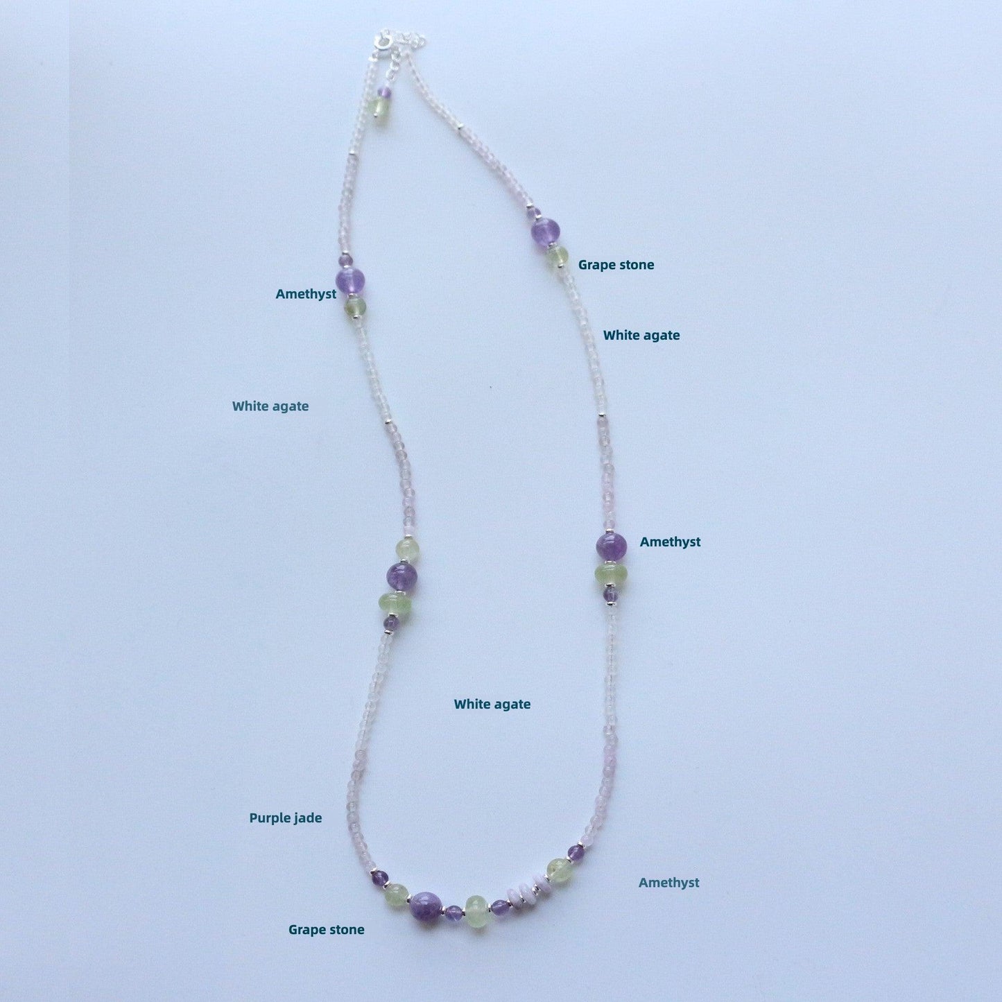 Sweet Purple Crystal Necklace | Natural Stone Beaded Chain | New Trendy Unique Style