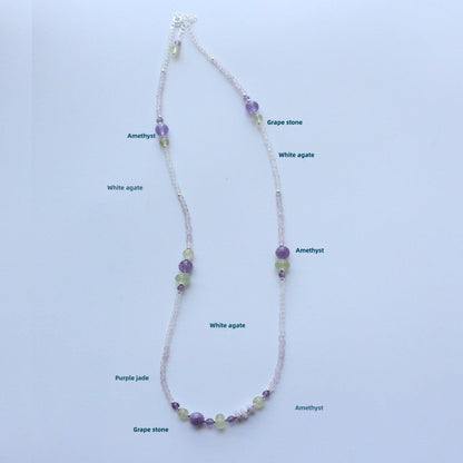 Sweet Purple Crystal Necklace | Natural Stone Beaded Chain | New Trendy Unique Style