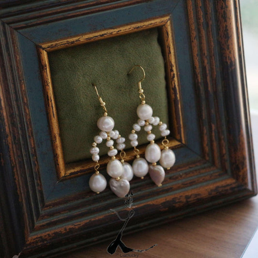 Baroque Freshwater Pearl Earrings | Simple Heart Cloud Design