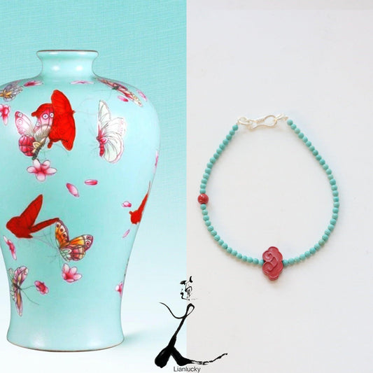 New arrivals Chinese Chic Turquoise Cloud Emperor Sand Vermilion Minimalist Bead Bracelet