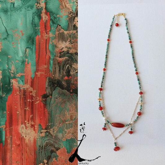 Dunhuang New Chinese Style Agate Beaded Vintage Tassel Necklace