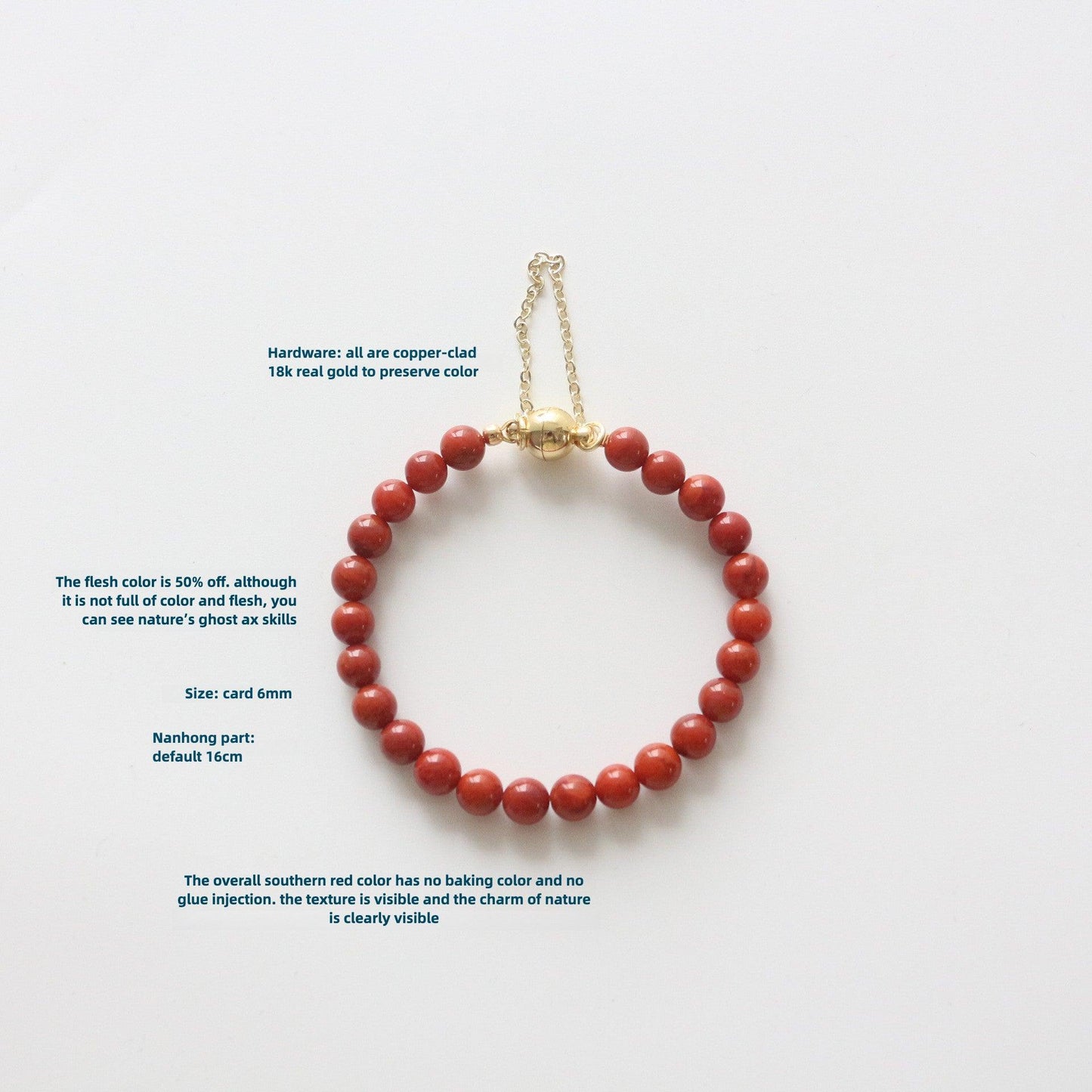 Natural Southern Red Agate Bracelet with Magnetic Clasp