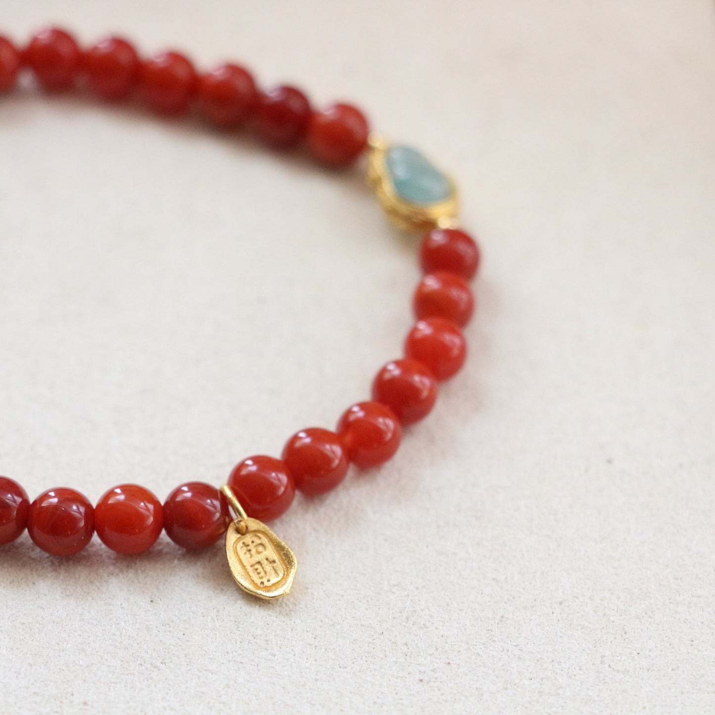 New arrivals Vintage Beaded New Year South Red Jade Gourd Bracelet