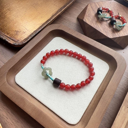 Hetian jade turquoise pear wood natural 7A grade red agate beads necklace collarbone chain sweater chain creative bracelet earrings collection