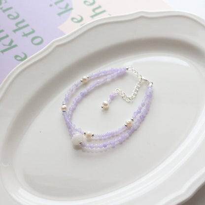 Purple Jade Bead Series Bracelet & Ring – Unique Niche Design with Natural Freshwater Pearls – Fashion Personality Jewelry