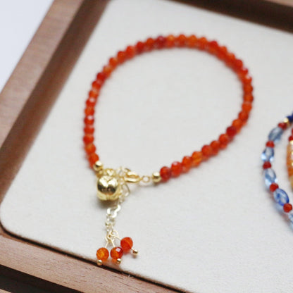 New Dunhuang Series Vintage Style Orange-Red Agate & Blue Natural Stone Beaded Bracelet