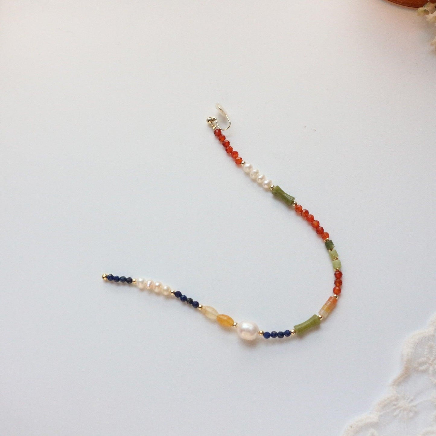 Rustic Colorful Natural Stone Beaded Necklace & Double Layer Bracelet – Unique Boho Style Jewelry