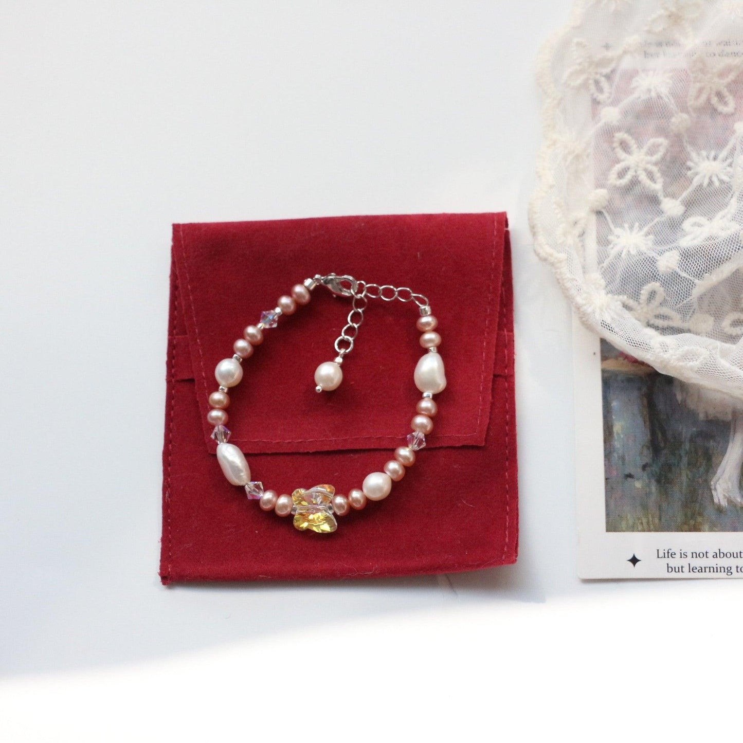 Baroque Freshwater Pearl Bracelet with Swarovski Crystal Butterfly – Elegant Handmade Jewelry