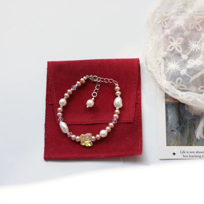 Baroque Freshwater Pearl Bracelet with Swarovski Crystal Butterfly – Elegant Handmade Jewelry