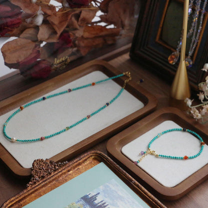 Raw Turquoise & Magnesite Turbinado Fine Necklace – Mixed Color Natural Stone Beads