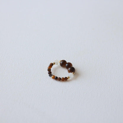 Ethnic Style Niche Natural Stone Finger Ring – Handmade Beaded Elastic Index Finger Ring