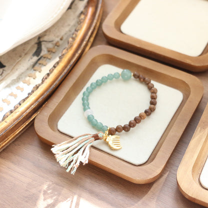 New arrivals Half Mountain Water Wood Bead Bracelet | Natural Stone Artistic Retro New Chinese Style