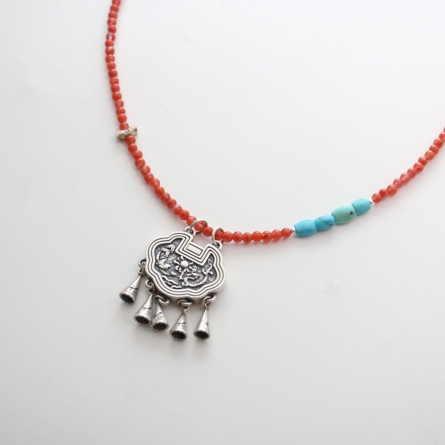 Ethnic Style South Red Necklace with 999 Silver Pendant – Peace Jewelry