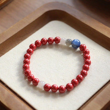 New arrivals Empire Sand Vermilion Raw Mineral Red Round Bead & Blue Crystal Bracelet