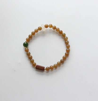 New arrivals Sugar Material Hetian Jade Bracelet with Natural Wood Beads | Vintage Style