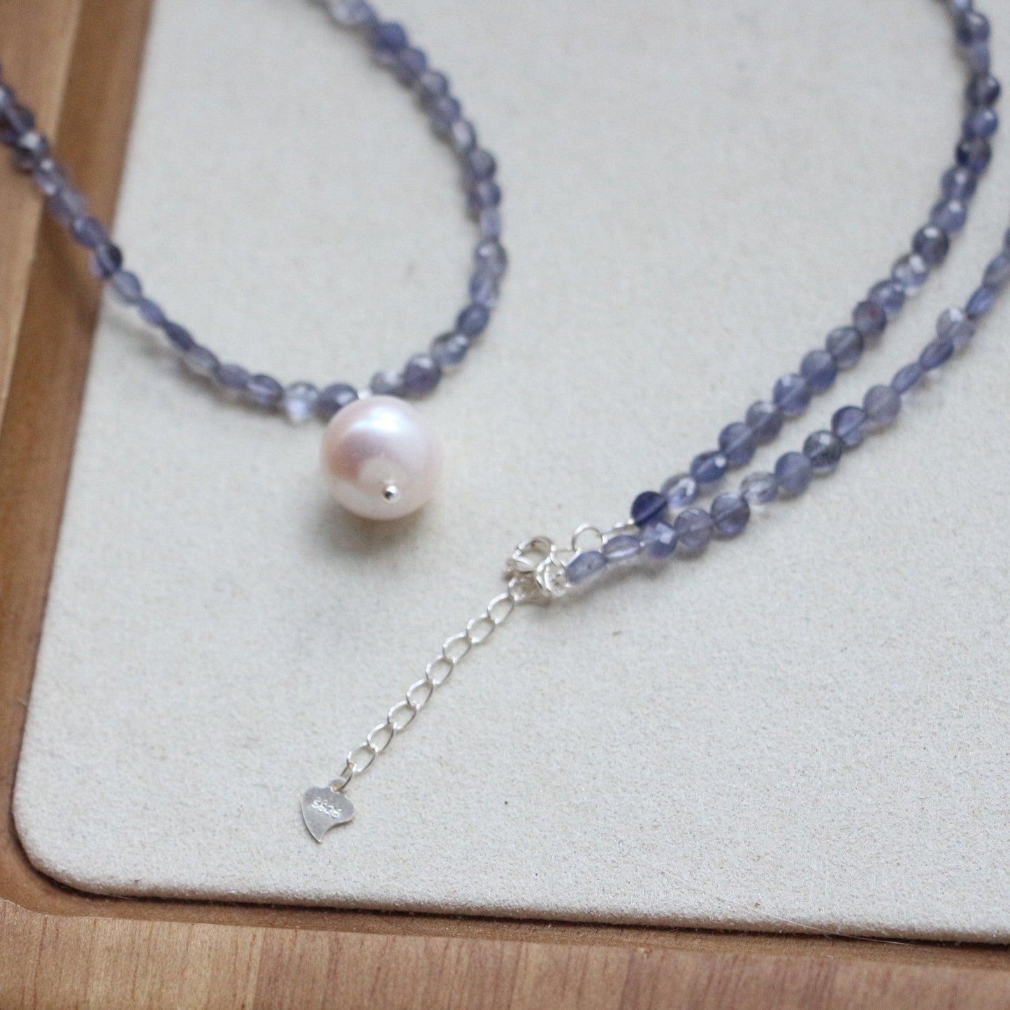 Vintage Chalcedony & Baroque Pearl Necklace – 925 Silver