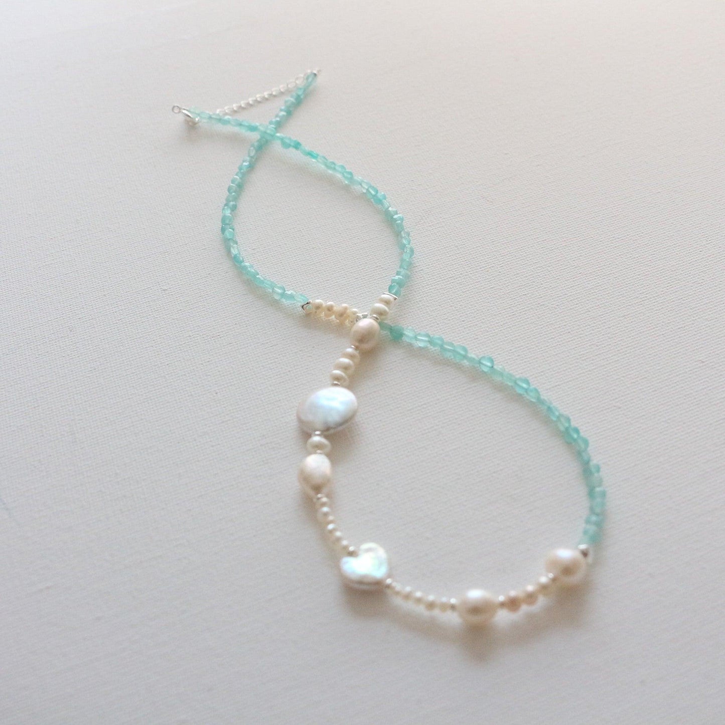 New arrivals Aqua Blue Tianheshi Beaded Baroque Freshwater Pearl Necklace