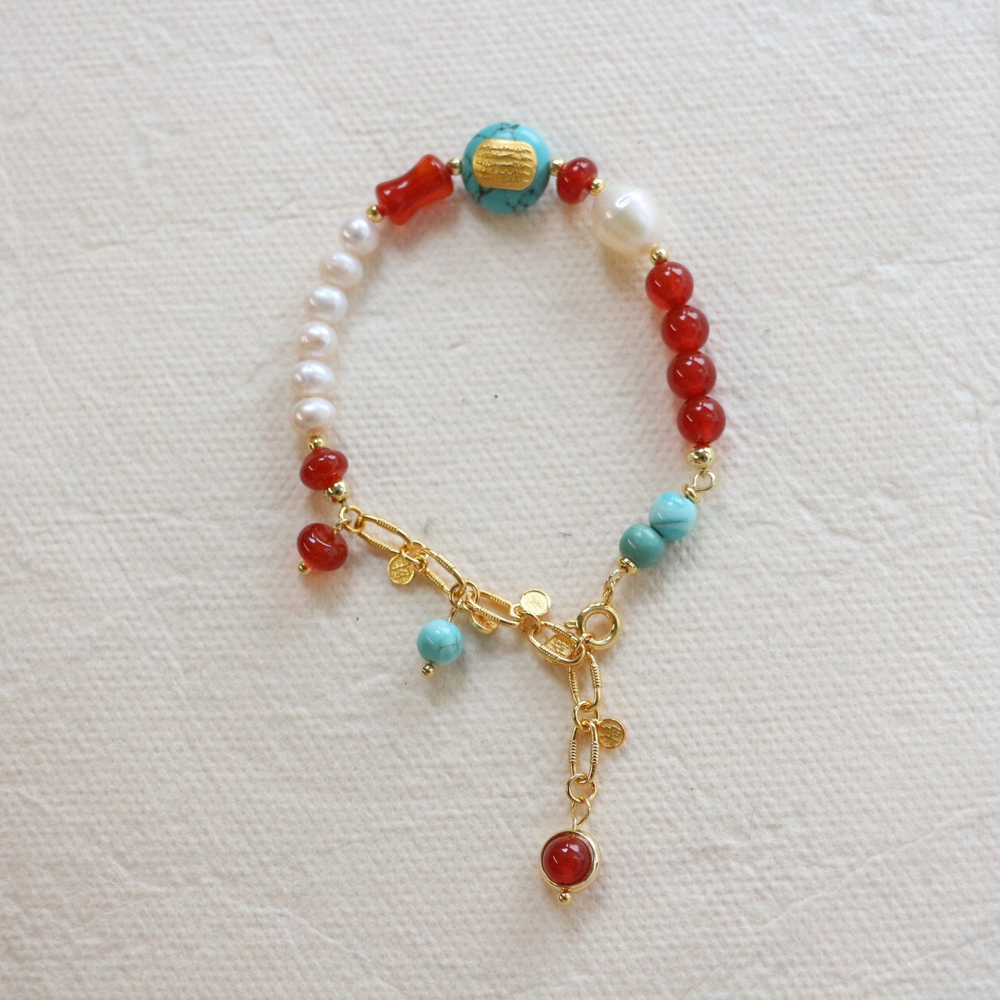 New arrivals Natural Freshwater Pearl Bracelet with Agate Beads | Minimalist Turquoise Dunhuang Style