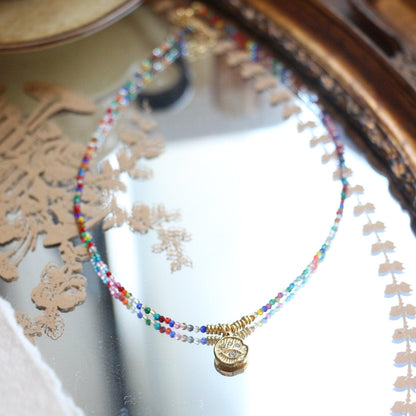 New Colorful Crystal Bead Double-Layer Bracelet | Sweet Temperament Pendant Niche Handmade Necklace