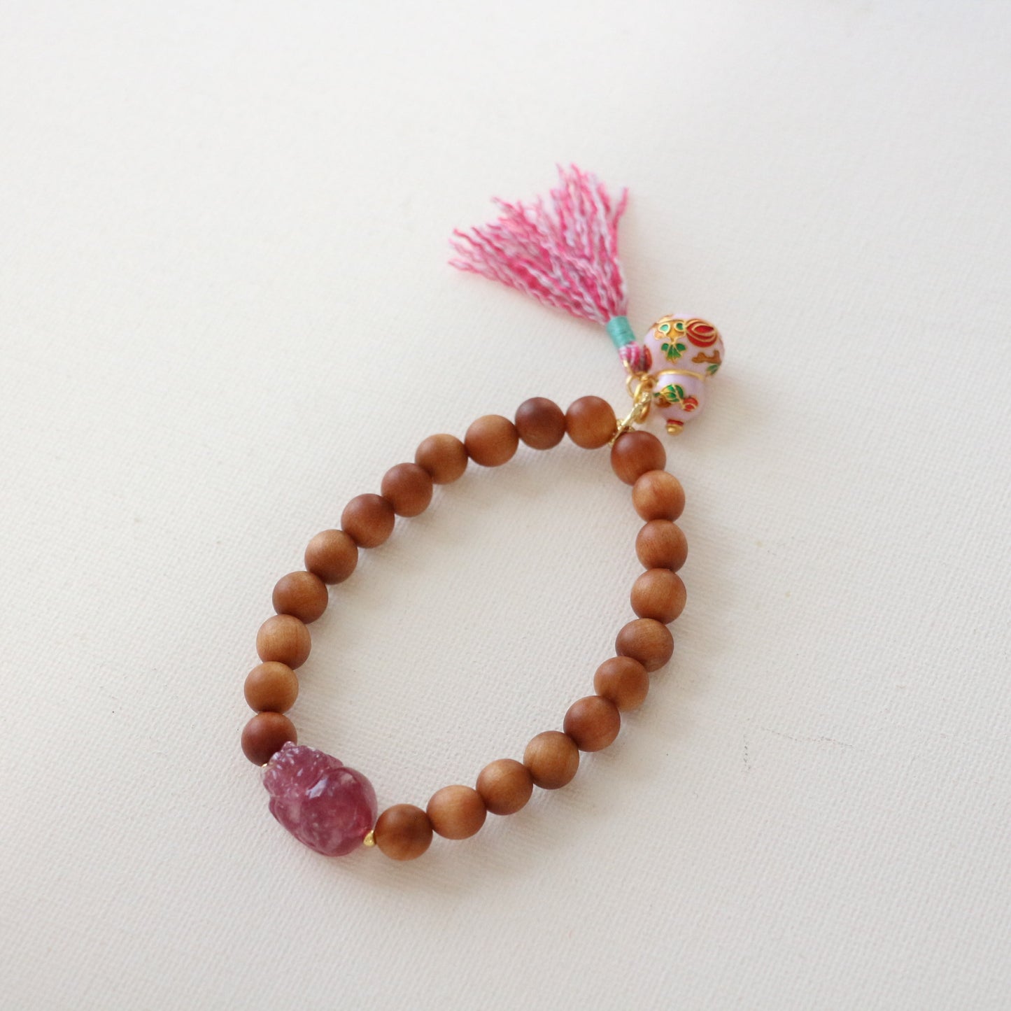 New arrivals New Chinese Style Light Luxury Bracelet | Enamel Gourd Tassel & Sandalwood Bead Design