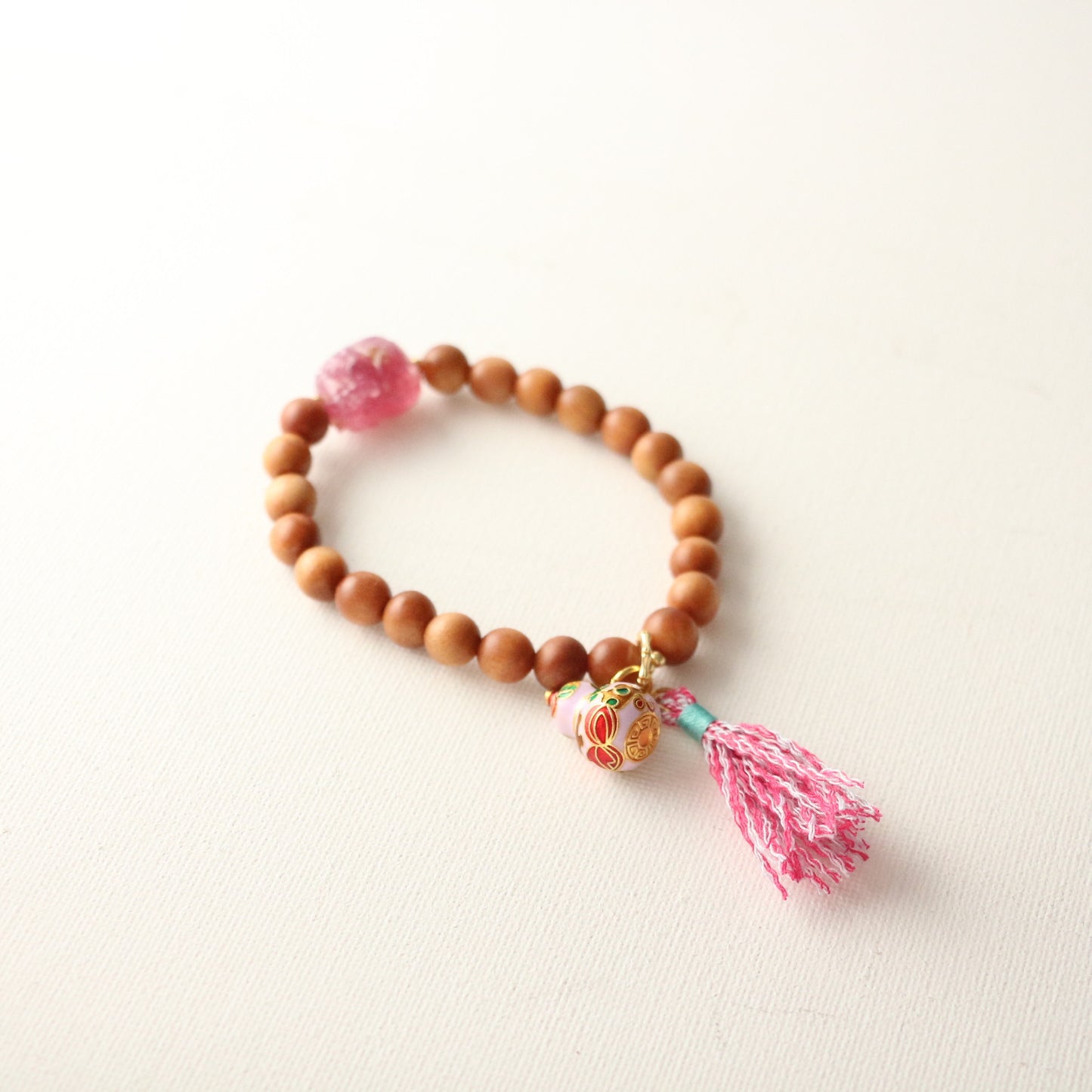 New arrivals New Chinese Style Light Luxury Bracelet | Enamel Gourd Tassel & Sandalwood Bead Design