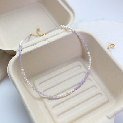 New Original Natural Stone Amethyst Beaded Necklace - Choker and Neck Chain