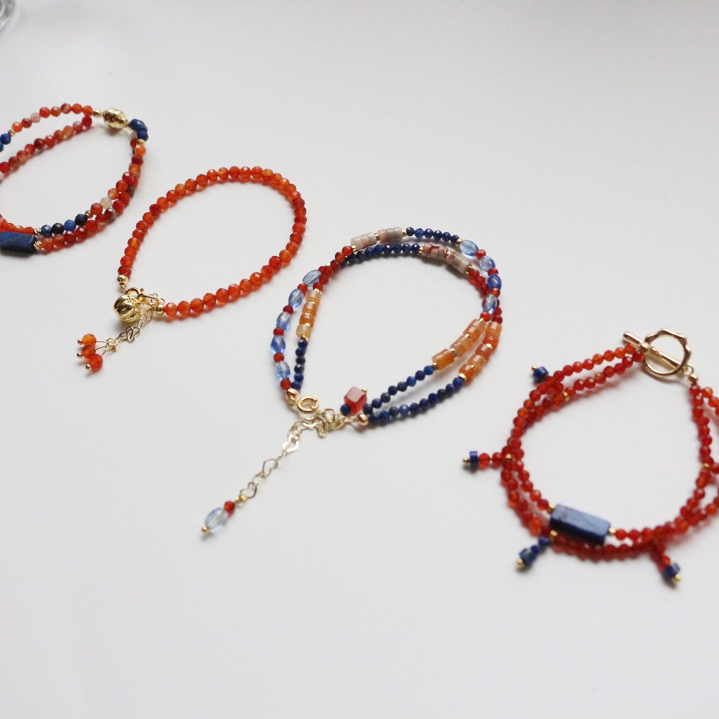 New Dunhuang Series Vintage Style Orange-Red Agate & Blue Natural Stone Beaded Bracelet