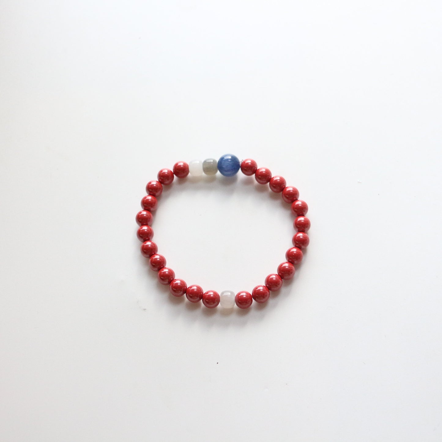 New arrivals Empire Sand Vermilion Raw Mineral Red Round Bead & Blue Crystal Bracelet