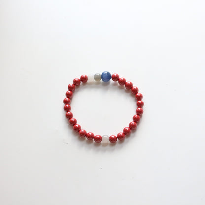 New arrivals Empire Sand Vermilion Raw Mineral Red Round Bead & Blue Crystal Bracelet