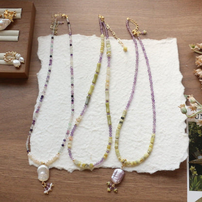 Aerial Garden Series – Unique Vintage Amethyst Gemstone Beaded Necklace & Bracelet Set