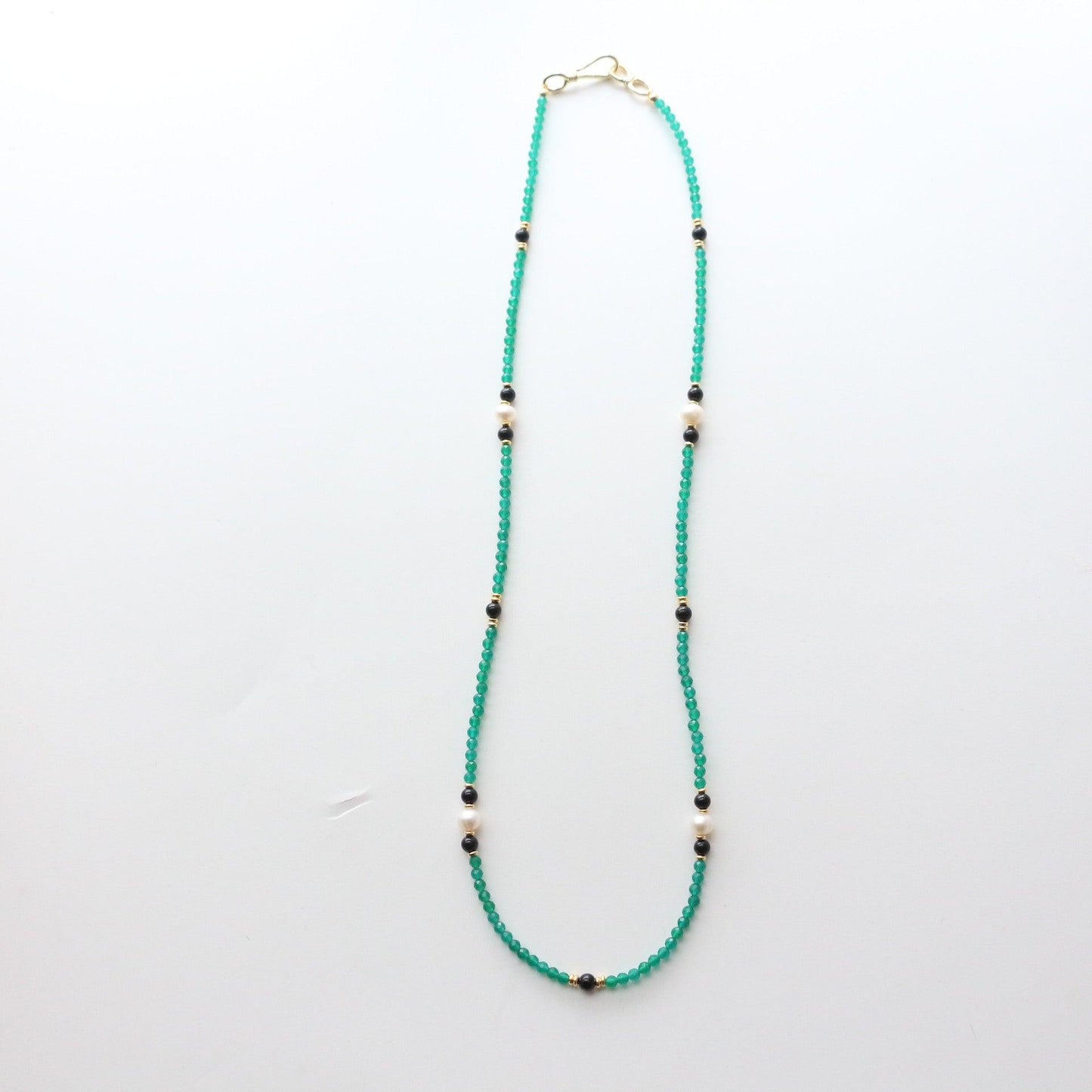 Natural Green Agate Freshwater Pearl Long Necklace | New Chinese Vintage Beaded Cheongsam Chain