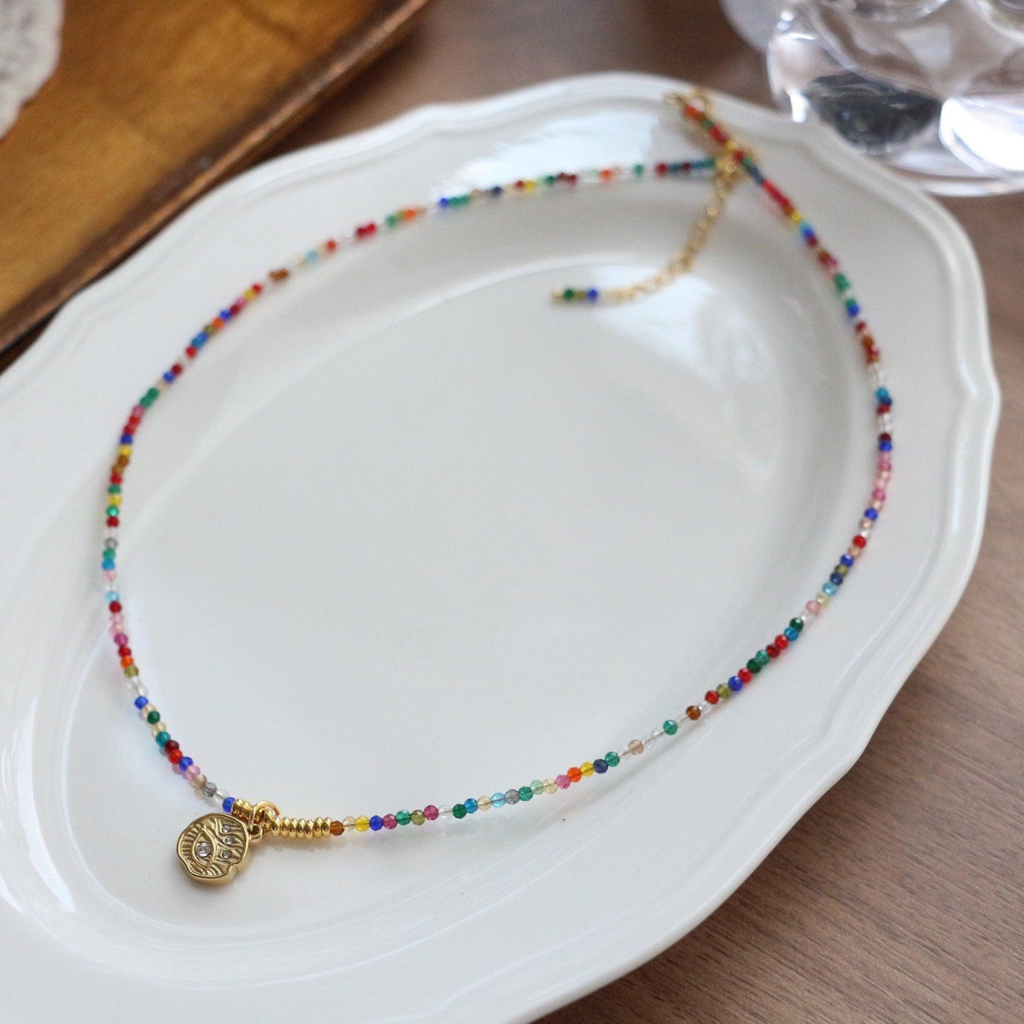 New Colorful Crystal Bead Double-Layer Bracelet | Sweet Temperament Pendant Niche Handmade Necklace