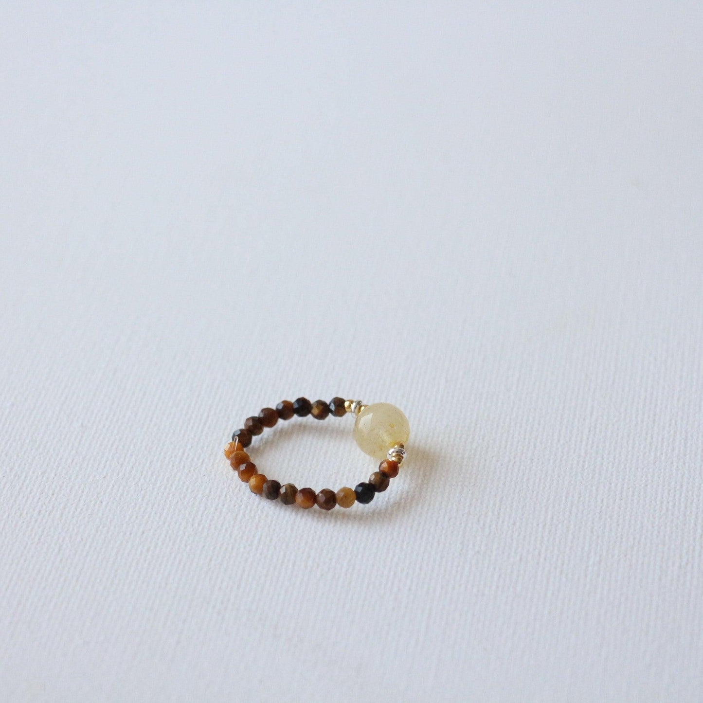 Ethnic Style Niche Natural Stone Finger Ring – Handmade Beaded Elastic Index Finger Ring