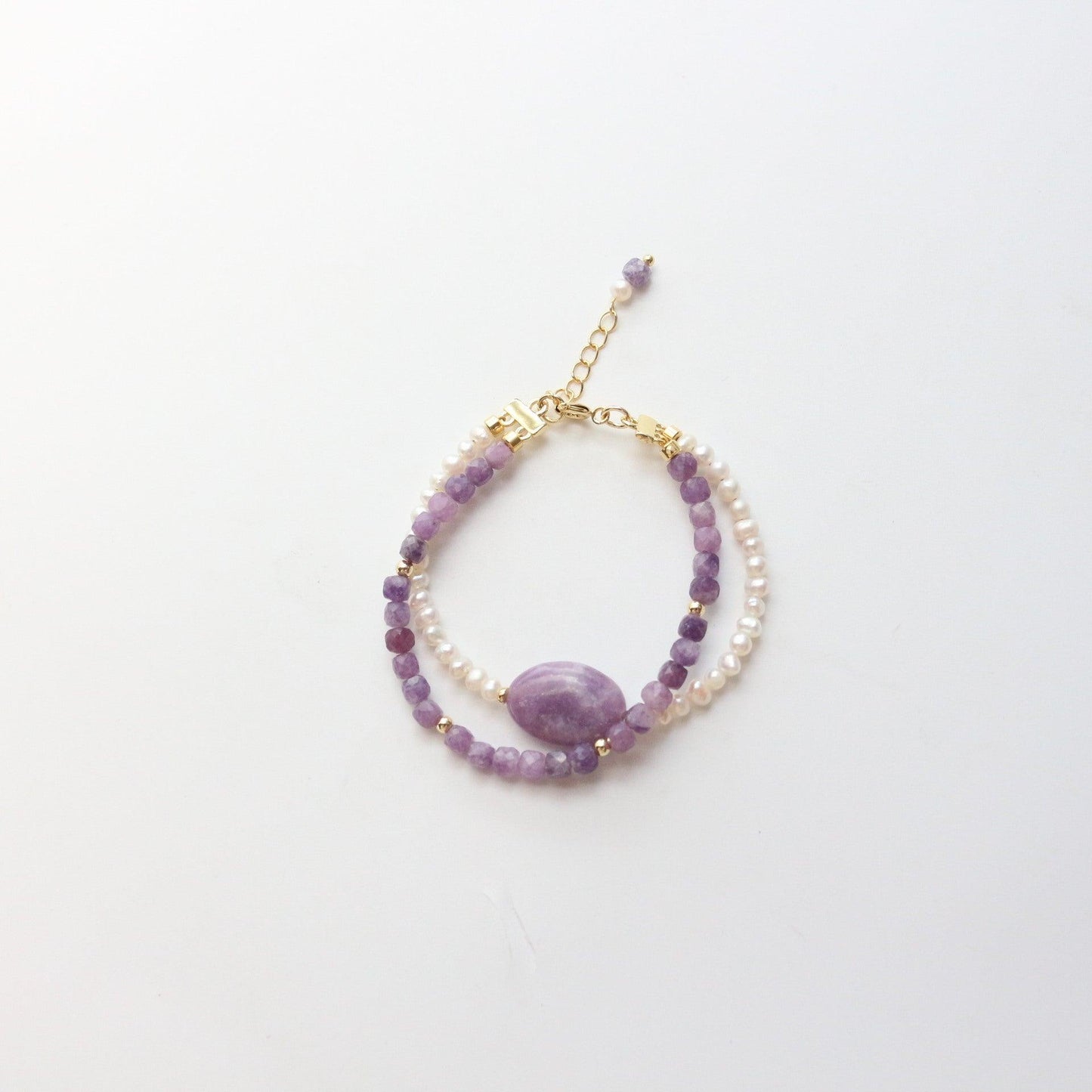 Unique Vintage Natural Stone Purple Lilac Beaded Necklace