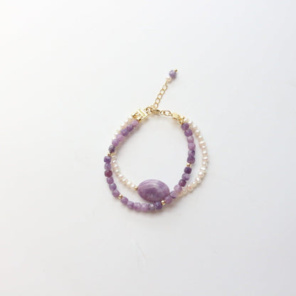 Unique Vintage Natural Stone Purple Lilac Beaded Necklace