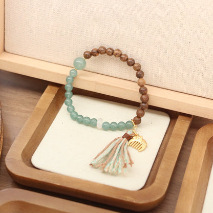 New arrivals Half Mountain Water Wood Bead Bracelet | Natural Stone Artistic Retro New Chinese Style