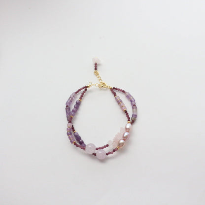 New Amethyst Lilac Stone Series Natural Bead Necklace, Bracelet & Wrist Mala Set