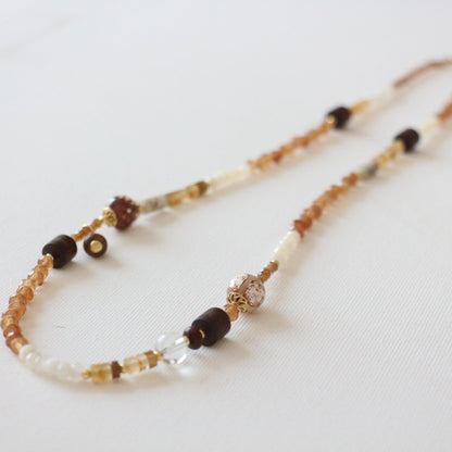 Chinese Style Necklace Dunhuang Color Rosewood Agate Tea Crystal Natural Stone Beaded Bracelet - Versatile Jewelry Set