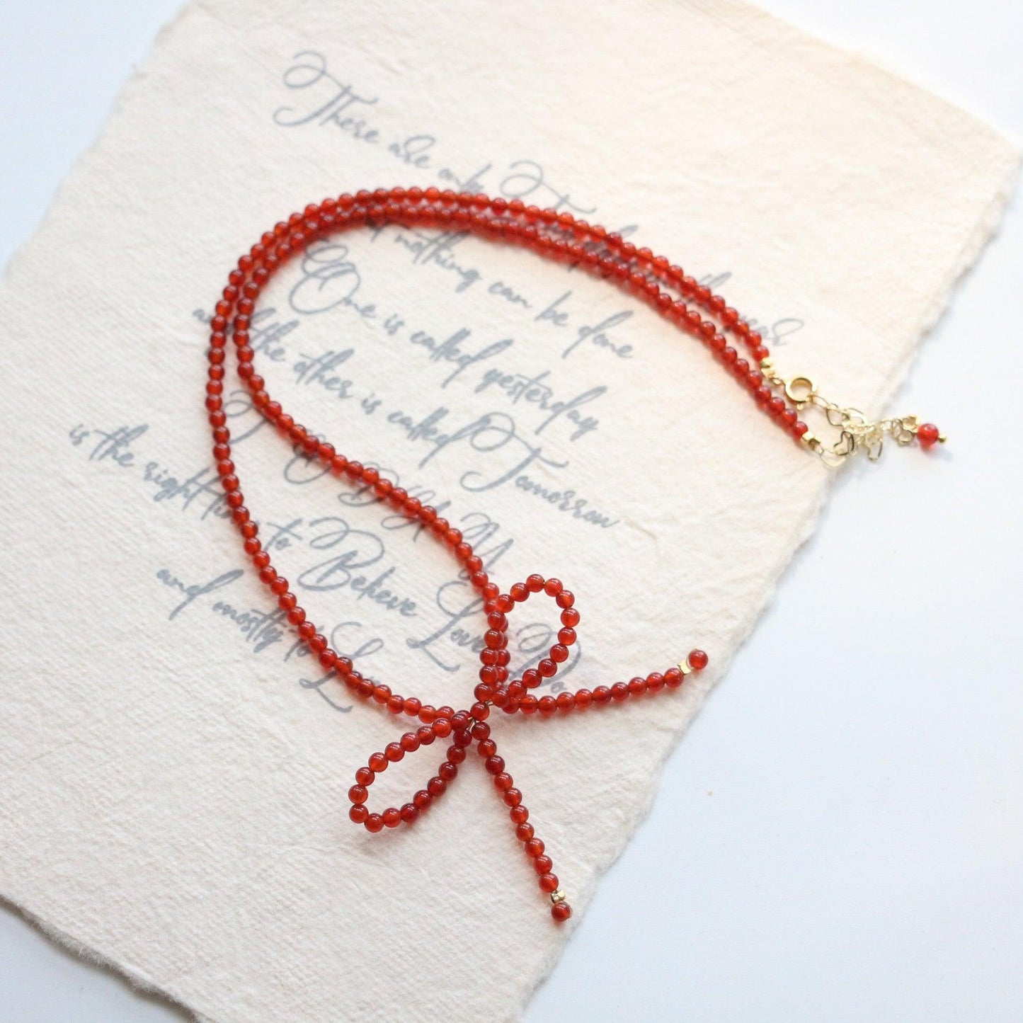 Natural Red Agate Chalcedony Bead Necklace | Choker