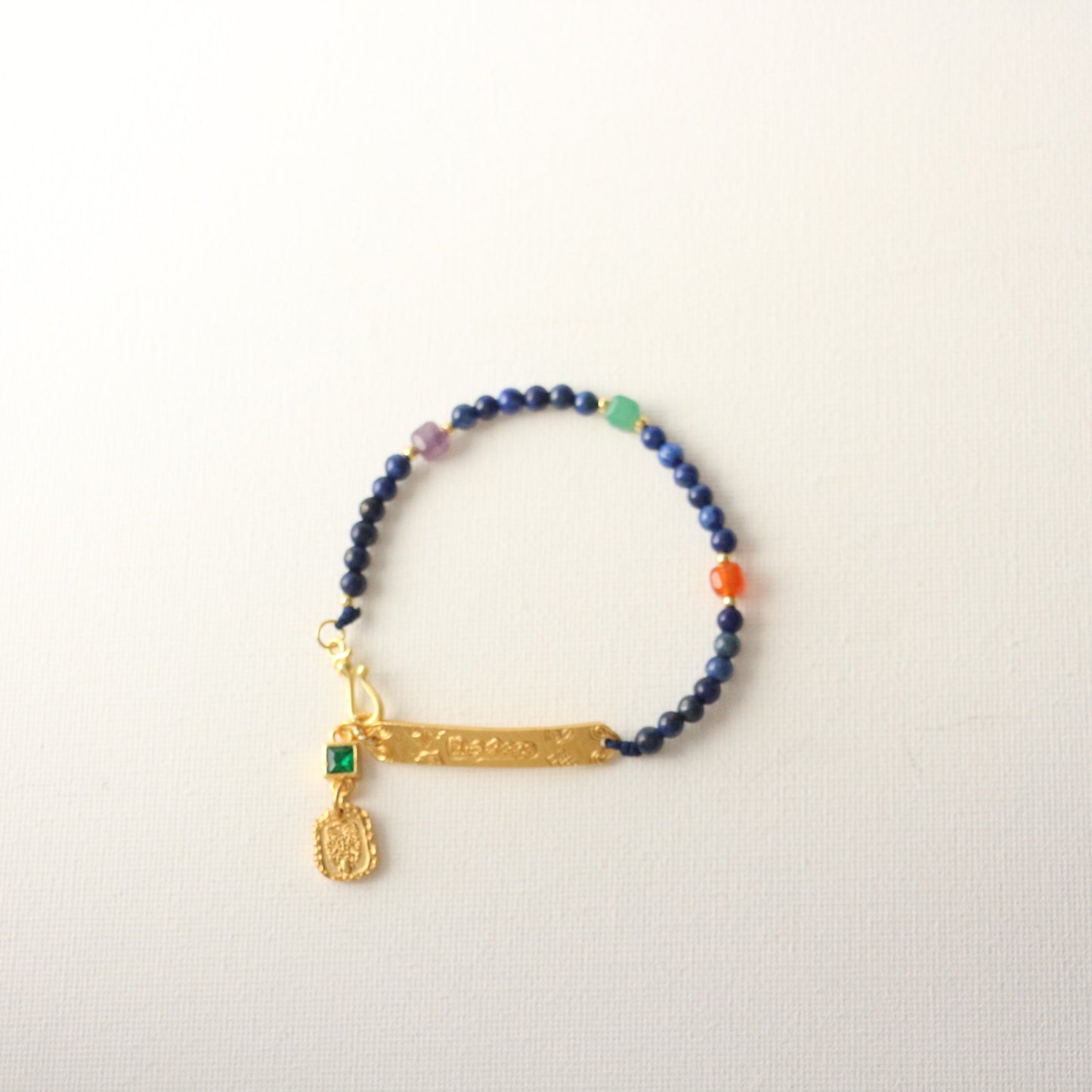 New arrivals Sand Gold Lapis Lazuli Bracelet | Traditional Blue Fired Bead Strand