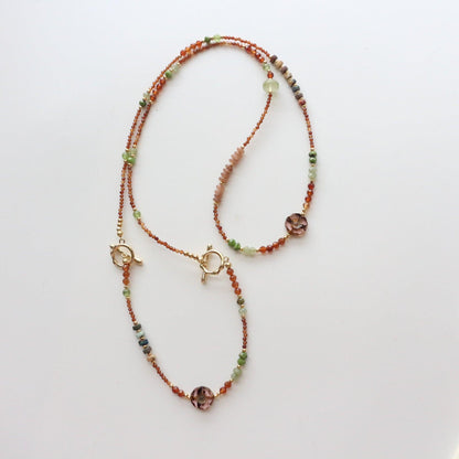 Vibrant Orange Garnet & Grape Stone Jewelry Set - Necklace, Earrings, Bracelet & Ring