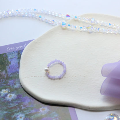 Purple Jade Double Layer Necklace with Natural Freshwater Pearls | Star Pendant Bracelet Ring Set