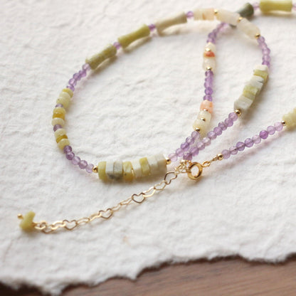 Aerial Garden Series – Unique Vintage Amethyst Gemstone Beaded Necklace & Bracelet Set