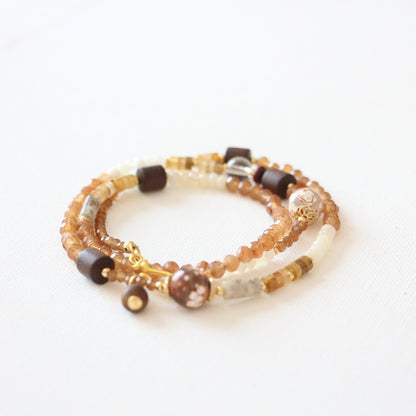 Chinese Style Necklace Dunhuang Color Rosewood Agate Tea Crystal Natural Stone Beaded Bracelet - Versatile Jewelry Set