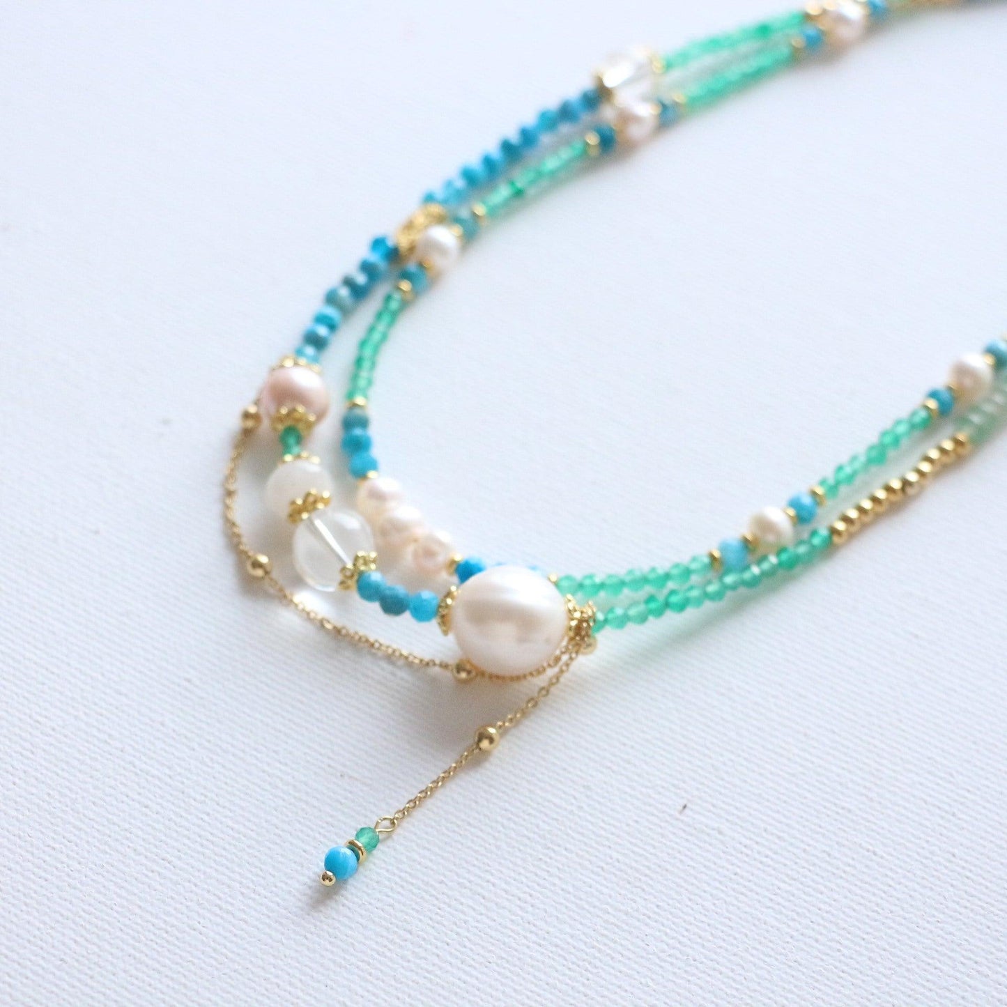 New Chinese Style Natural Stone Beaded Necklace with Fresh Tassels - Unique Sweet Pearl Clavicle Chain