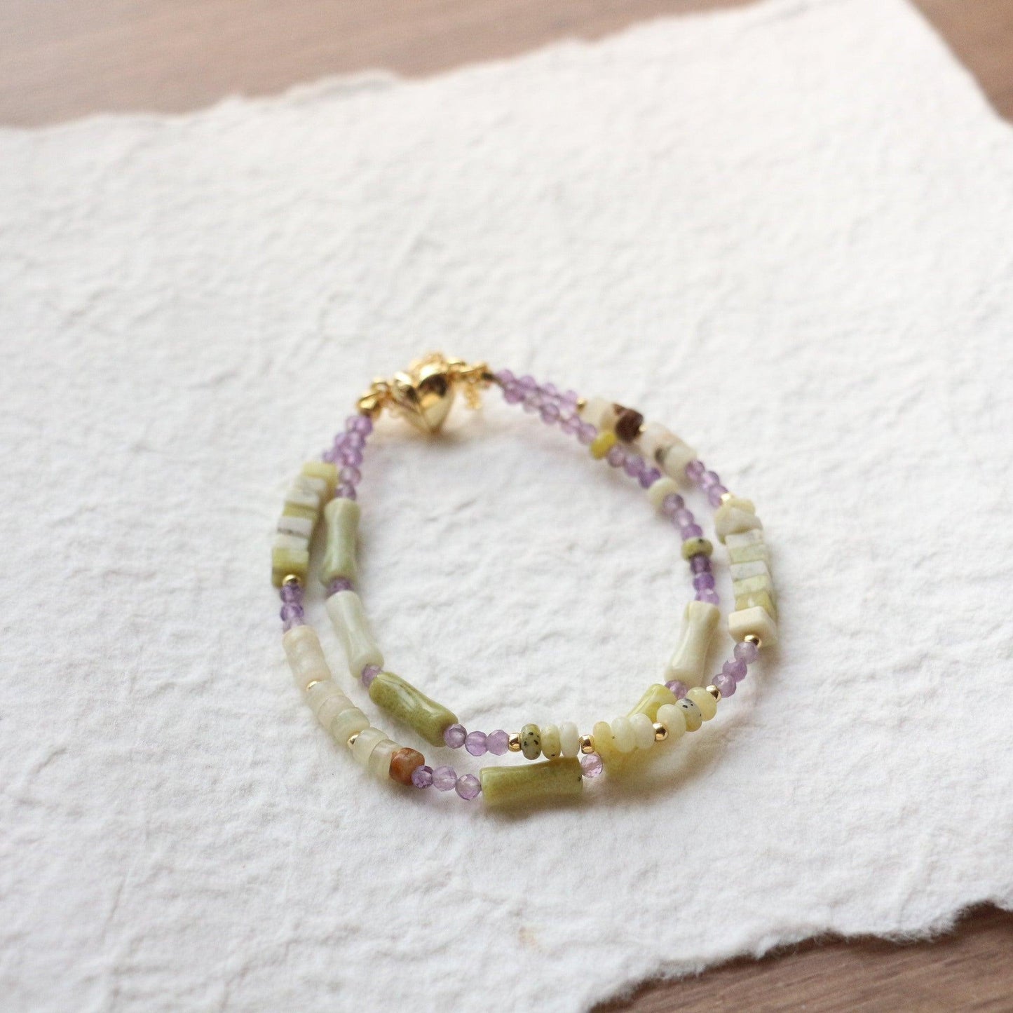 Aerial Garden Series – Unique Vintage Amethyst Gemstone Beaded Necklace & Bracelet Set