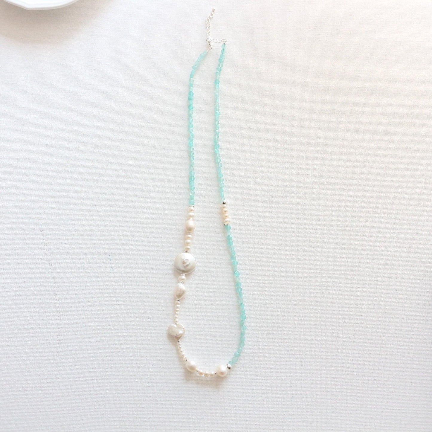 New arrivals Aqua Blue Tianheshi Beaded Baroque Freshwater Pearl Necklace