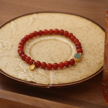 New arrivals Vintage Beaded New Year South Red Jade Gourd Bracelet