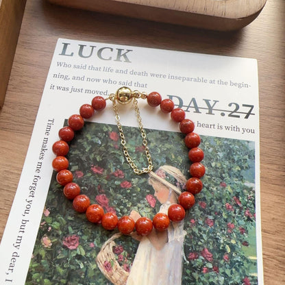 Natural Southern Red Agate Bracelet with Magnetic Clasp